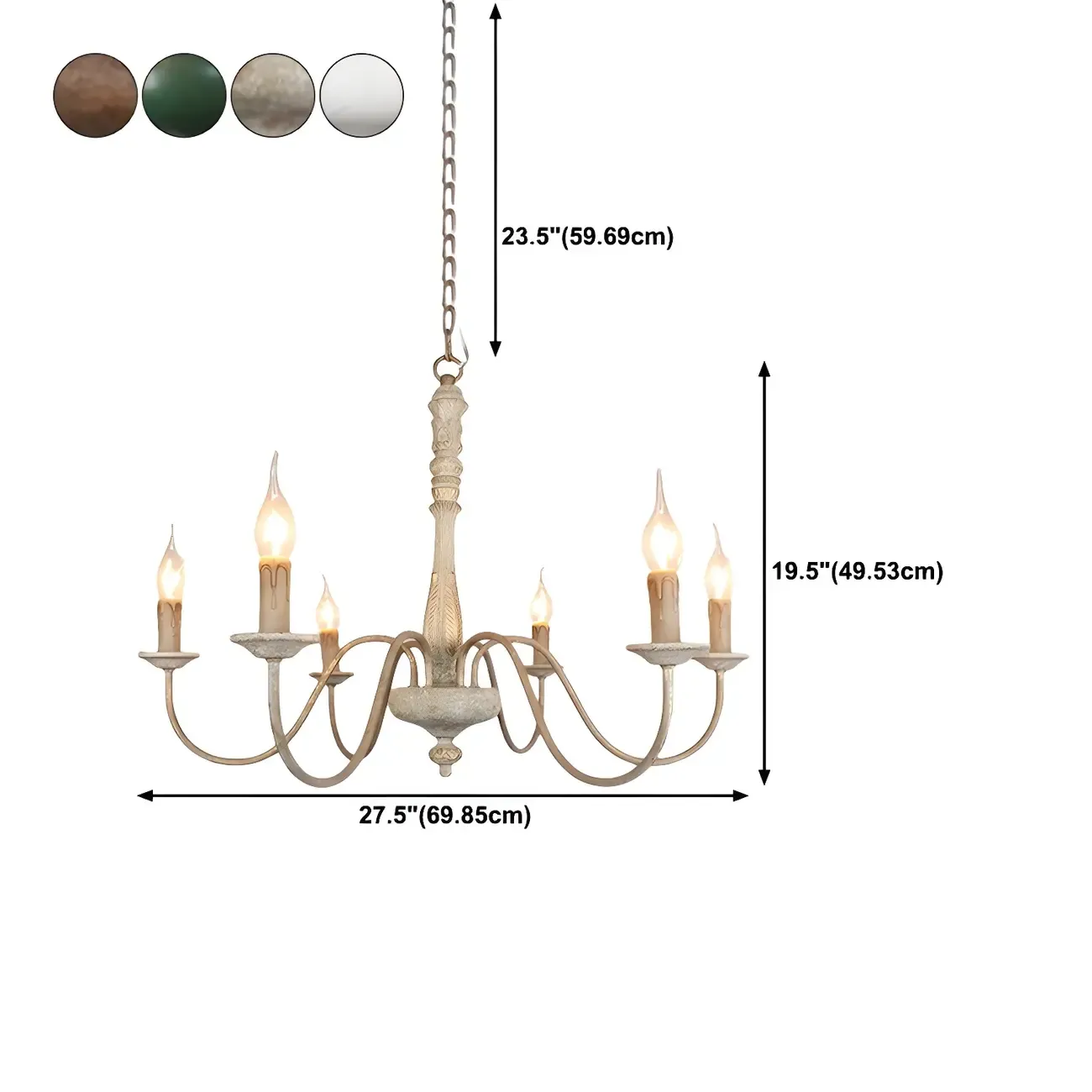 Traditional Adjustable 6-light Empire Wood Candelabra Chandelier
