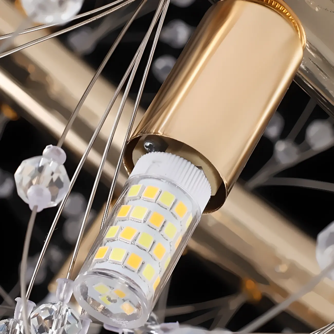 Modern Crystal Round Chandelier with Starburst Design