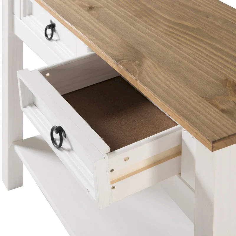 Wood Hall Table Console with 2 Drawers