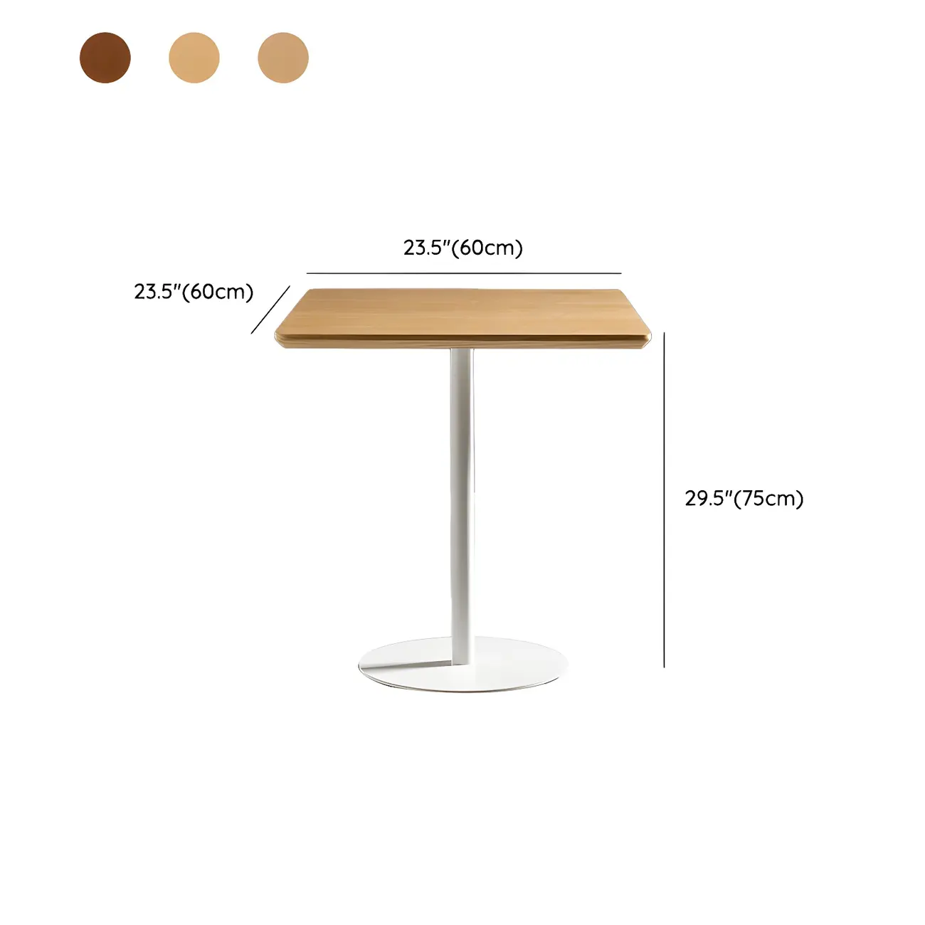 Modern Brown Wood Grain Black Metallic Pedestal Bar Tables