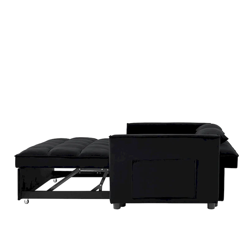 Velvet Convertible Loveseat Sleeper Sofa Couch with 2 Pillows