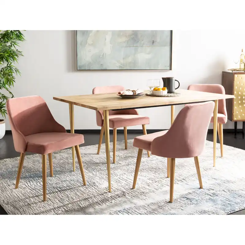 SAFAVIEH Nobie 18.3  Upholstered Dining Chair - Grey / Gold (Set of 2) - 21  x 22  x 31  - 21Wx22Dx31H