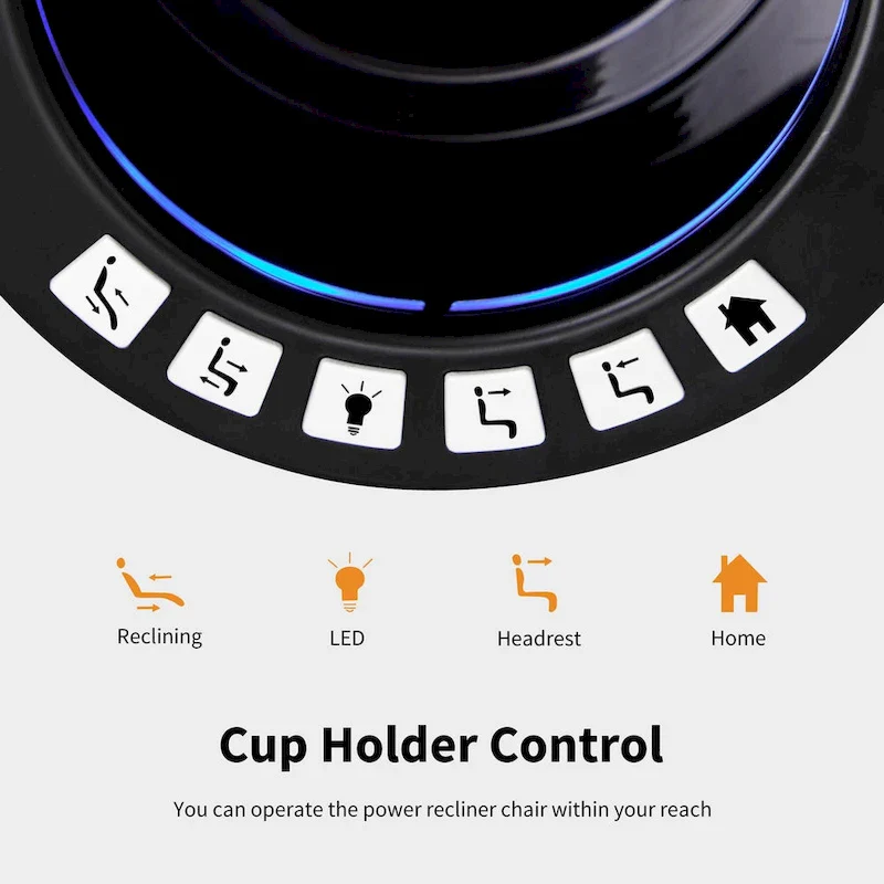 MCombo Power Recliner Chair, Home Theater Seating with Adjustable Headrest and Tray Table, Breathable Leather HTS422