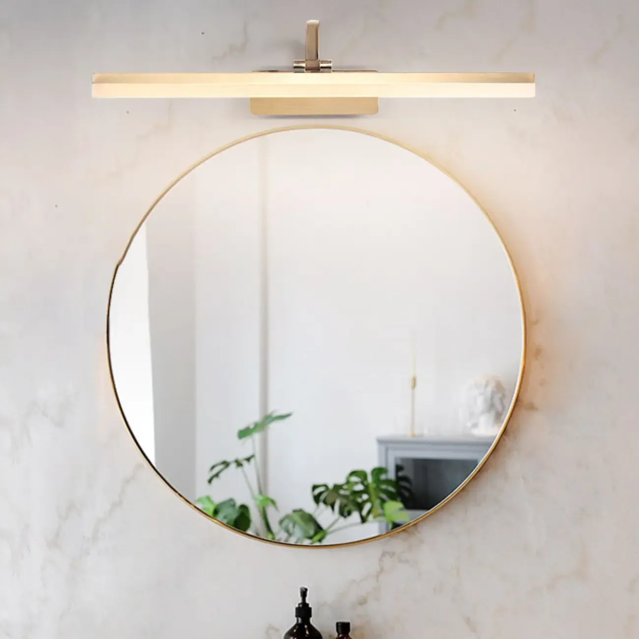 Modern Gold Geometric Vanity Light with Acrylic Shade