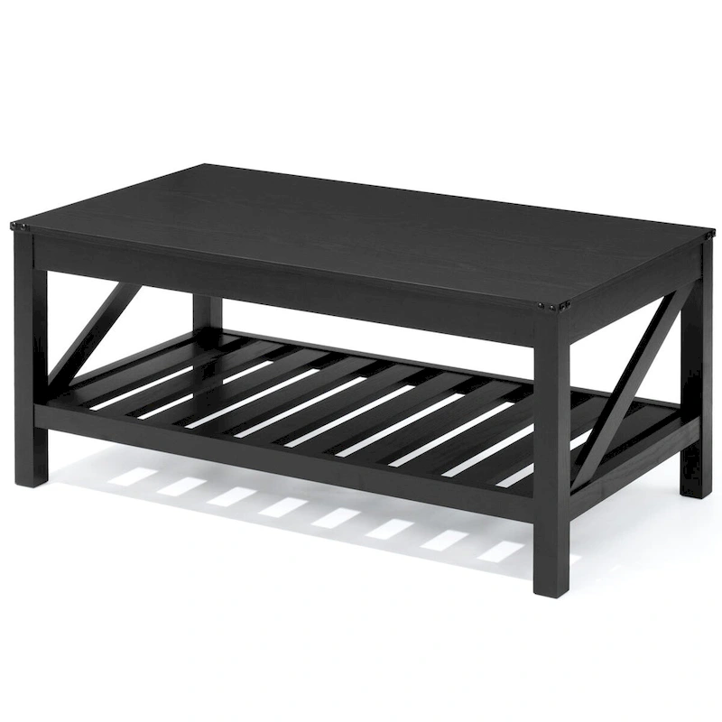 VredHom Coffee Table Center Table Tea Table with Shelf - 18.1 in H x 40.2 in W x 22 in D