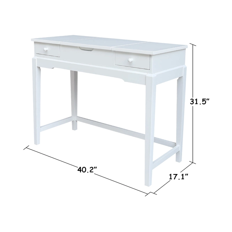 Solid Wood Vanity Table with Vanity Bench (Snow White Finish)