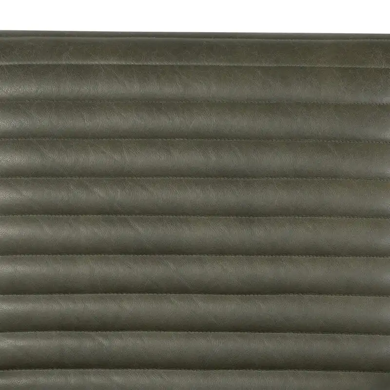 Walnut Ribbed Leather Lounge Chair