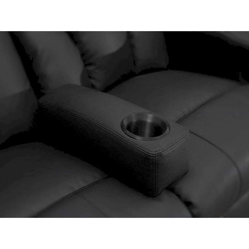 Black Leather Removable Armrest with Cup Holder