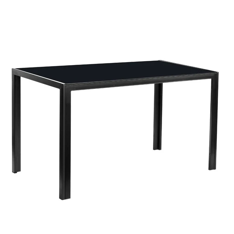 6-Seat Modern Glass Dining Table Black
