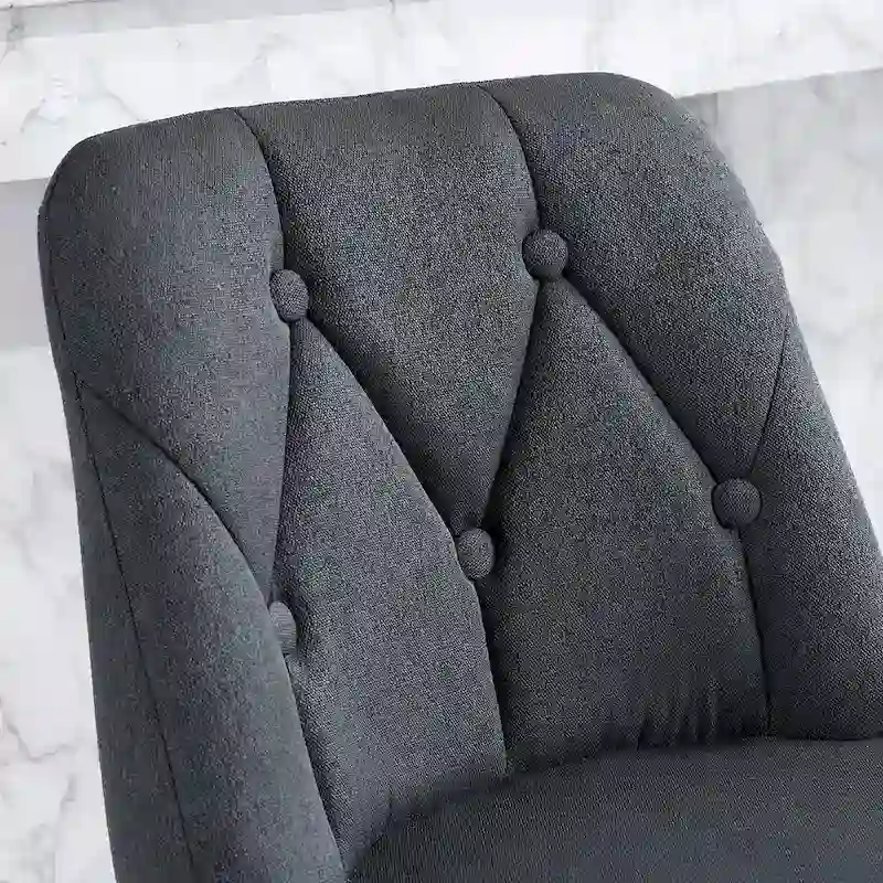 Upholstered Bar Stools Set of 2, Counter Height Bar Stools with Button-Tufted Backrest, Kitchen Island Chairs with Metal Frame