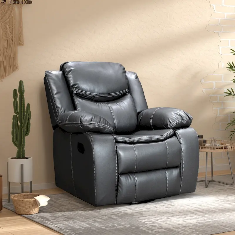 360° Swivel Rocking Recliner Chair with Padded Armrests