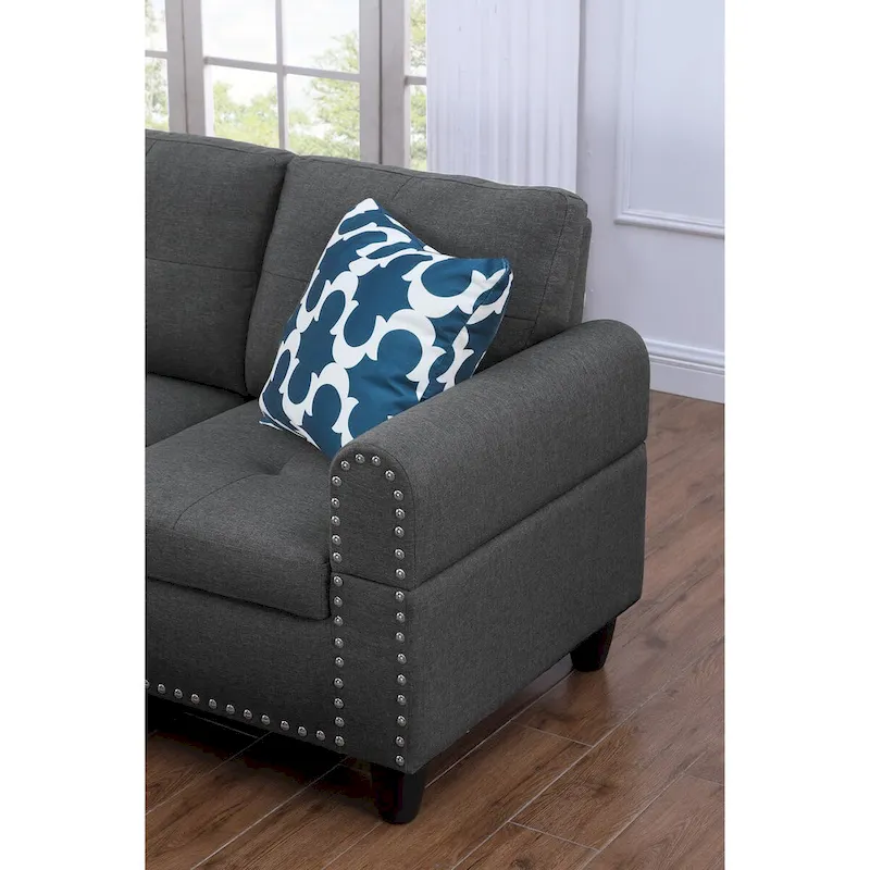 Alger 98-inch Wide Left Hand Facing Sofa with Chaise and Ottoman - 98W x 71D x 33H