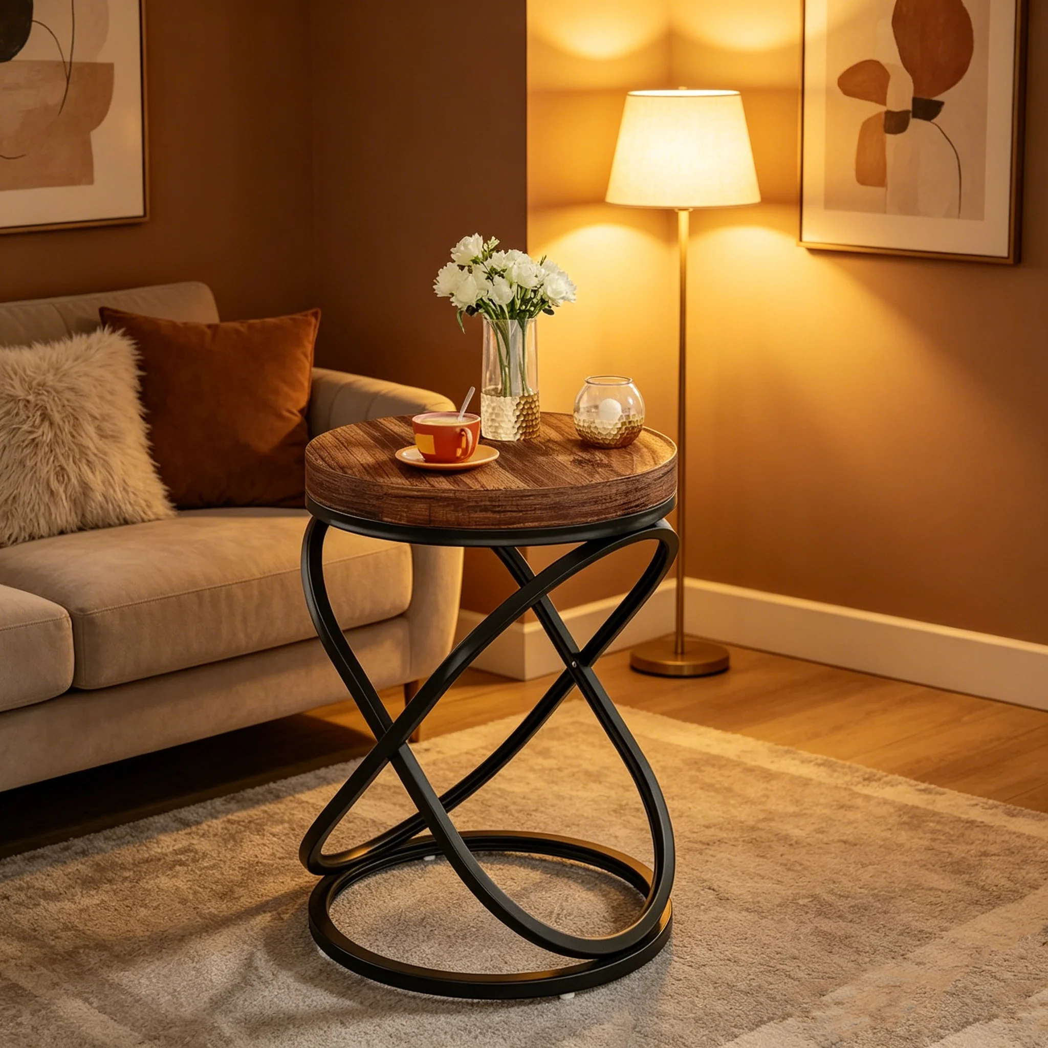 19-Inch Modern Round Side Table