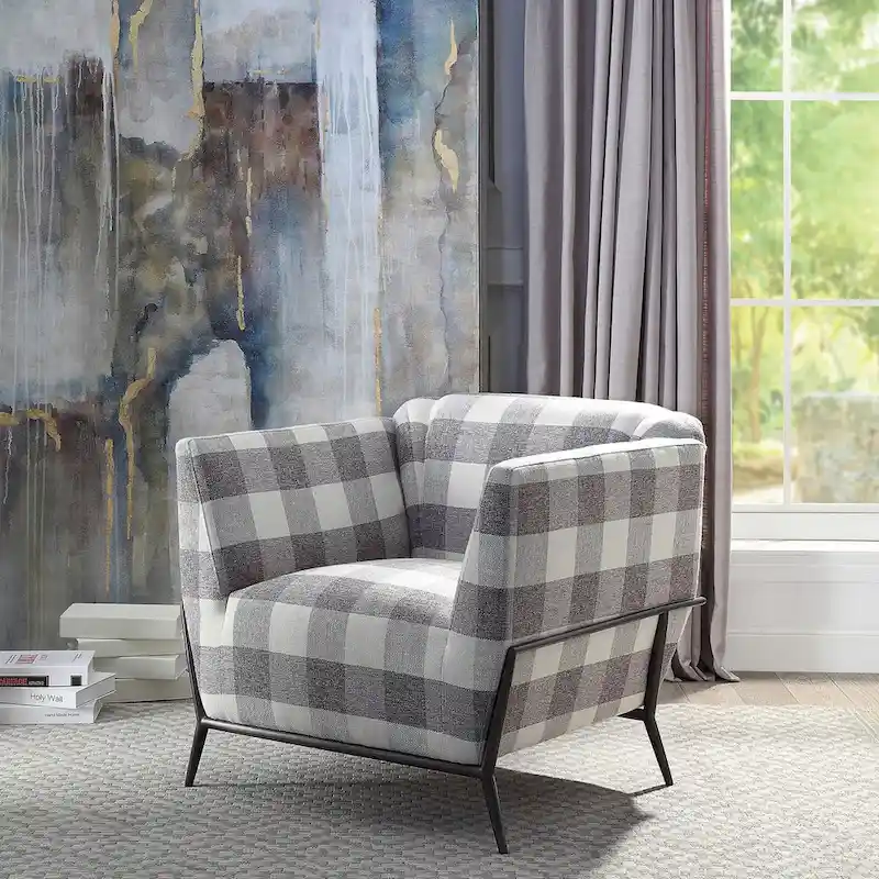 Duval Black Flared Armrest Accent Chair