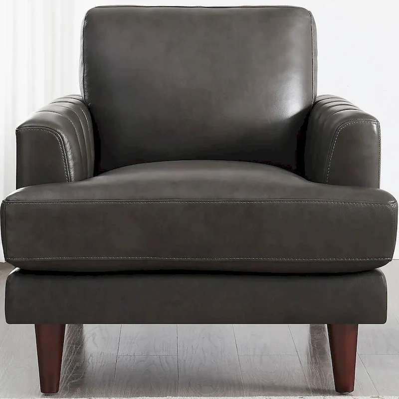 Top Grain Leather Chair With Feather, Memory Foam and Springs