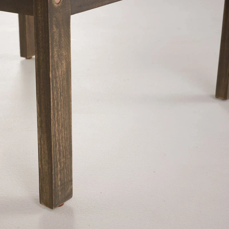 4-Piece Wood Patio Conversation Set with Acacia Wood Table and Cushions