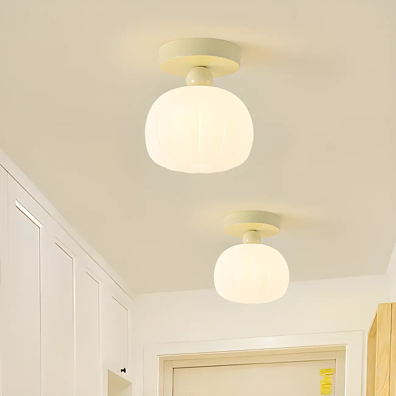 Stylish Pumpkin Semi Flush Ceiling Light with Resin Shade