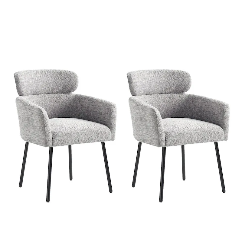 Amos Modern Boucle Dining Chair with Adjustment Feet Set of 2 by HULALA HOME