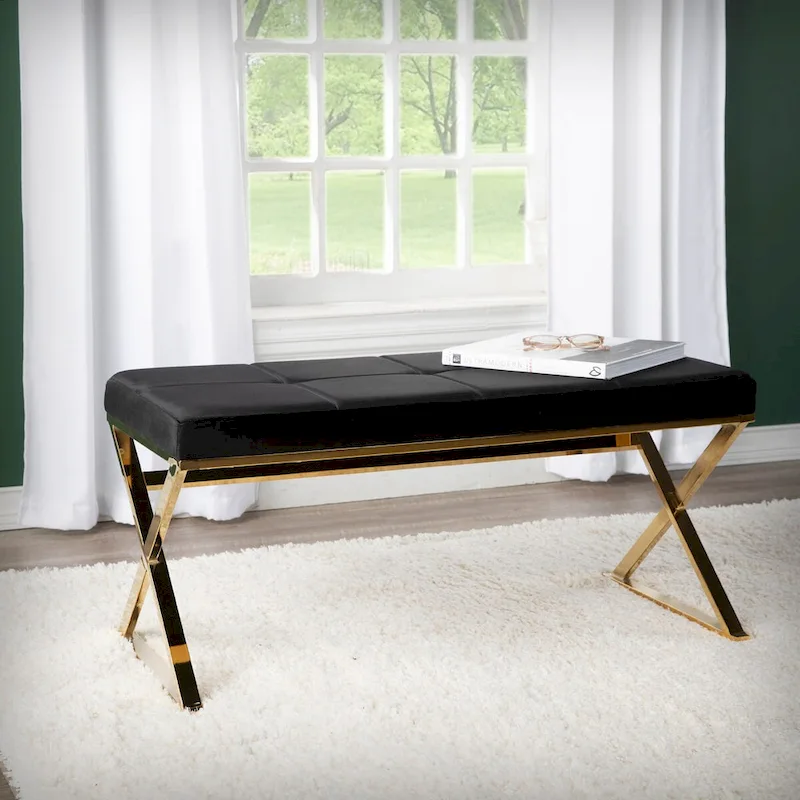 Tormayne Velvet Entryway Bench