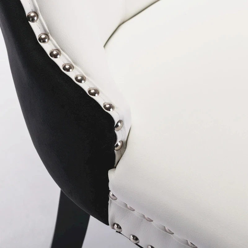 High Back Dining Chairs Set of 2, Upholstered PU Leather Kitchen Chairs Side Chair with Rear Handle Wood Legs