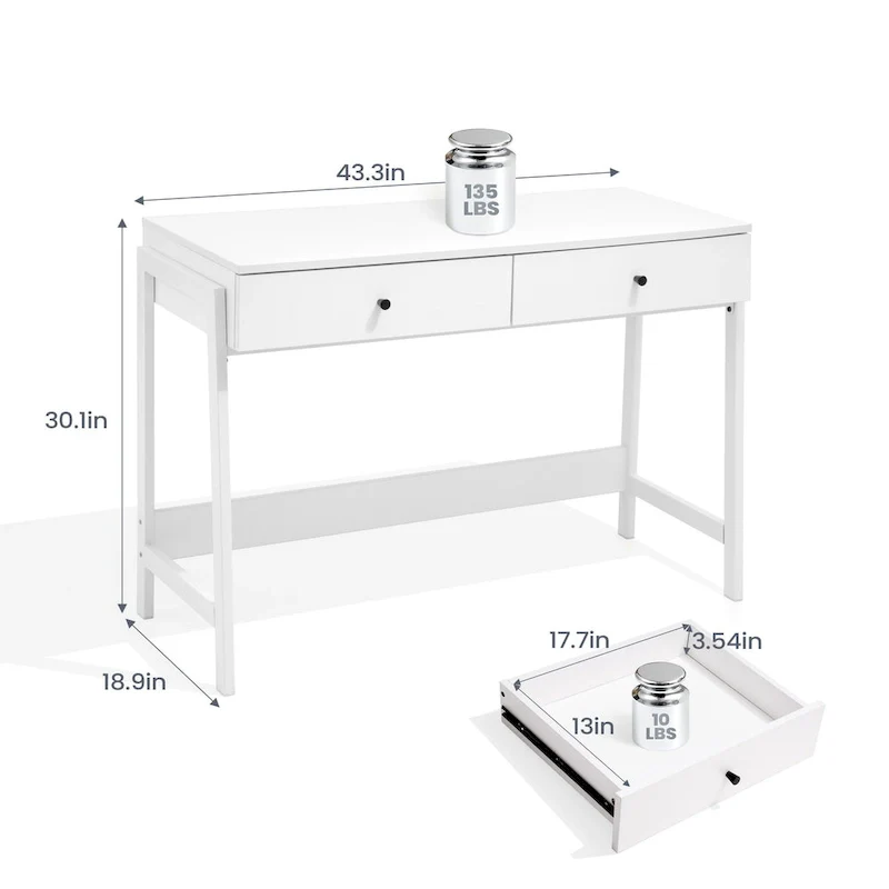 Pellebant Modern Office Computer Desk Writing Desk with 2 Drawers