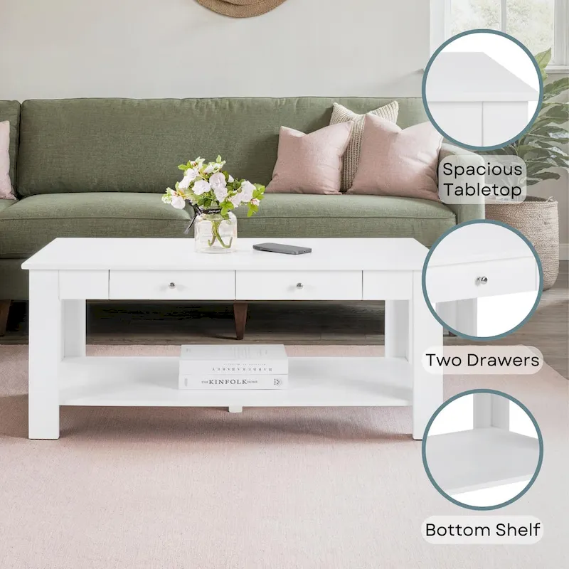 Convenience Concepts Designs2Go 2 Drawer Baja Coffee Table with Shelf