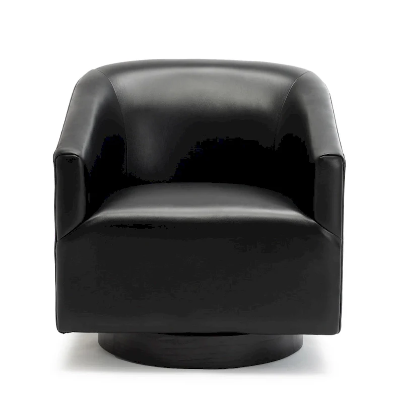 Leather Gel Swivel Chair with Wood Base - Single Seat