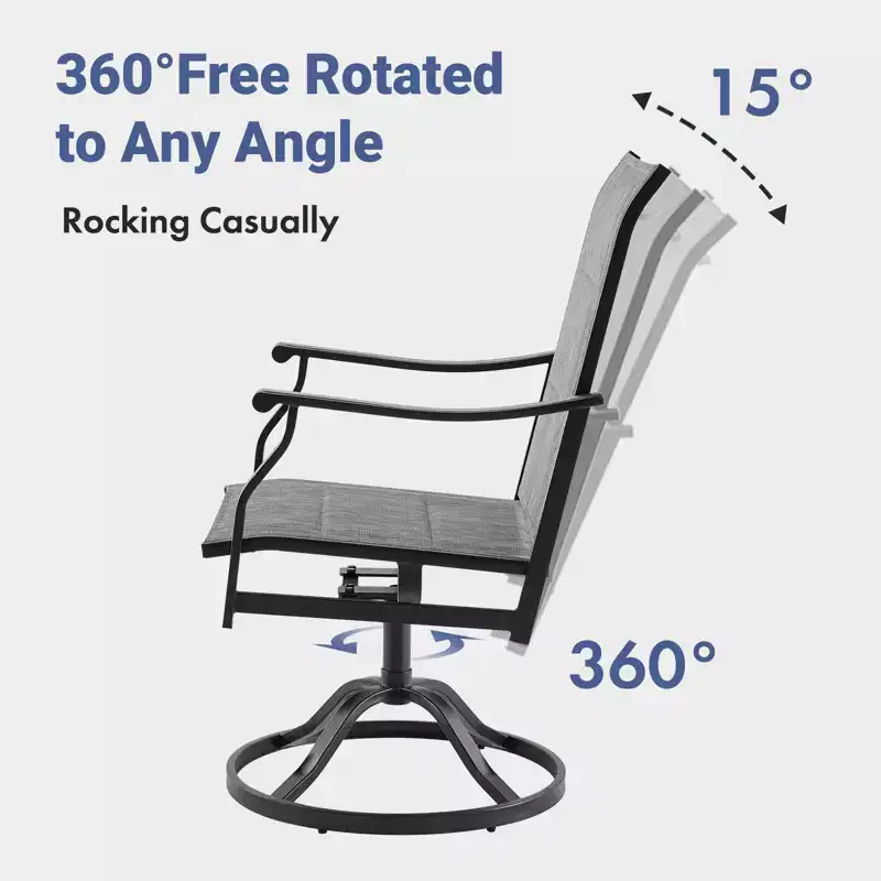 GDFStudio Aiko Modern Metal Patio Swivel Dining Chairs with Padded Textilene Fabric (Set of 2)