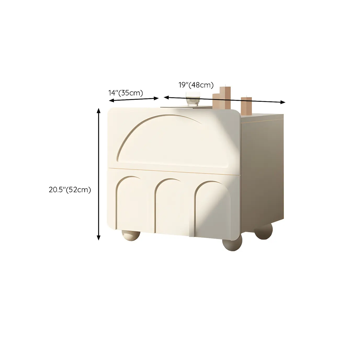 White Modern 2 Drawers Solid Wood Small Nightstand