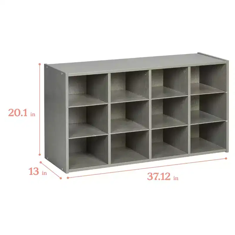 ECR4Kids Streamline 12 Cubby Tray Storage Cabinet, 3x4, Classroom Furniture