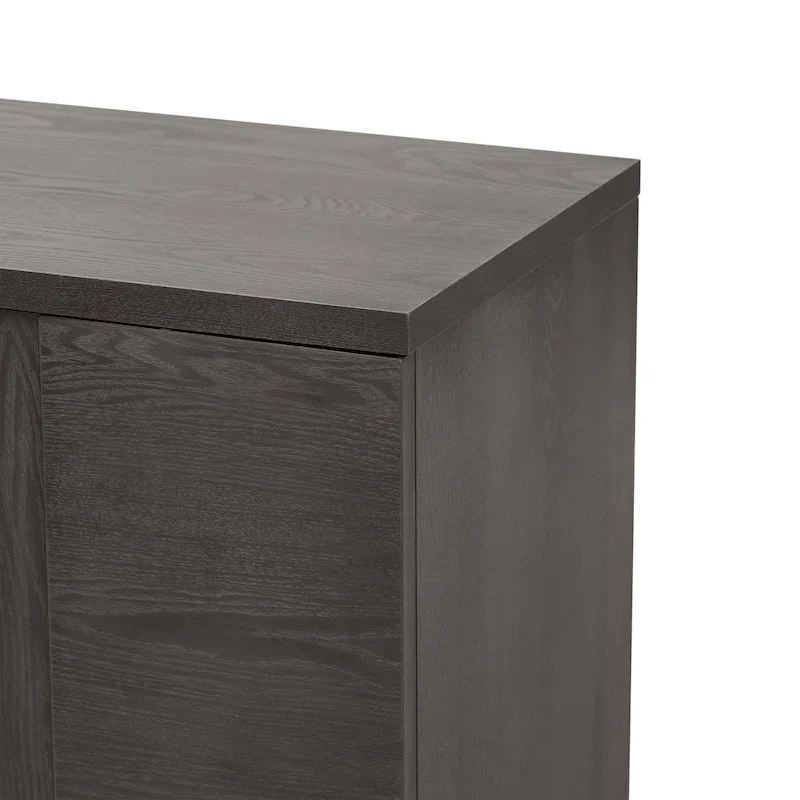 Wood Sideboard with Adjustable Shelves & Gold Handles – Taupe / Antique Navy / Black