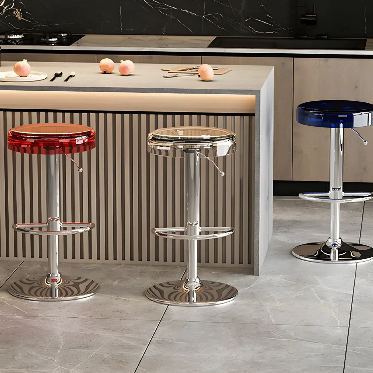 Sleek Metal Clear Acrylic Swivel Adjustable Bar Stool