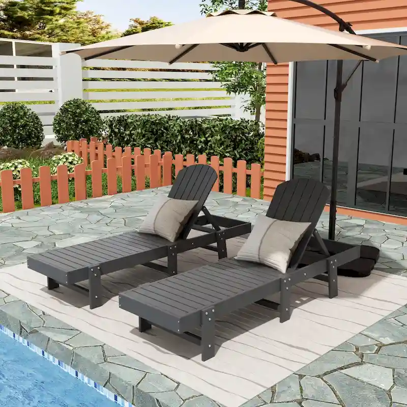 Polytrends Altura Armless Poly Eco-Friendly All Weather Reclining Chaise Lounge (Set of 2)