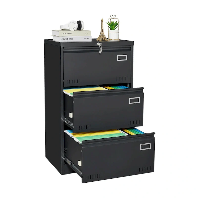 Metal Lateral 3 Drawer File Cabinet with Lock