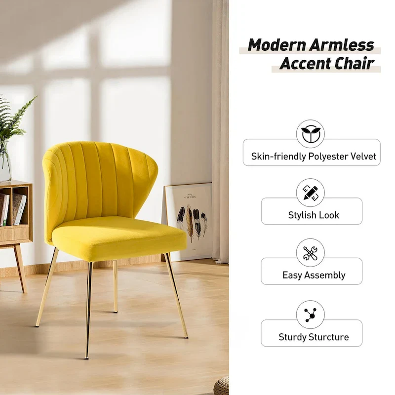 Barbara Side Chair with Metal Base Set of 4 by HULALA HOME