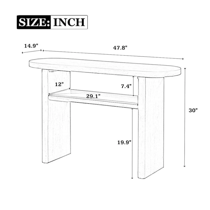 47.80 Modern Wooden Console Table with Shelf