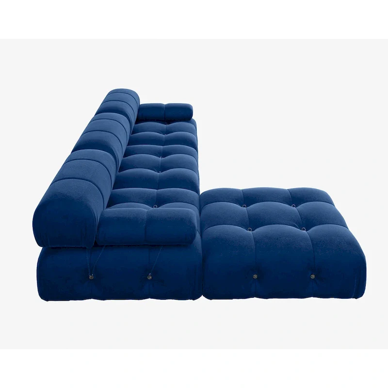 Blue Velvet Upholstered Sofa