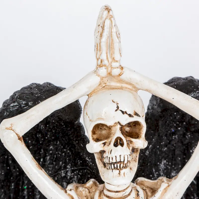 6.69 Inch Resin Halloween Yoga Skeletons with Wings Set of 3