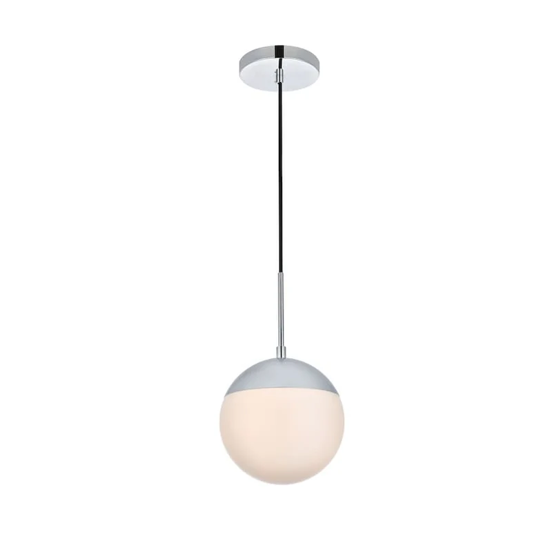 Frosted White Glass 1-Light 8-inch Pendant