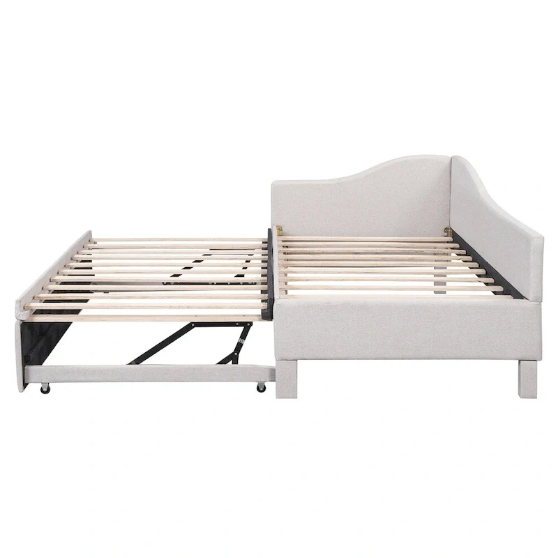 L-Shaped Upholstered Daybed with Pop Up Trundle