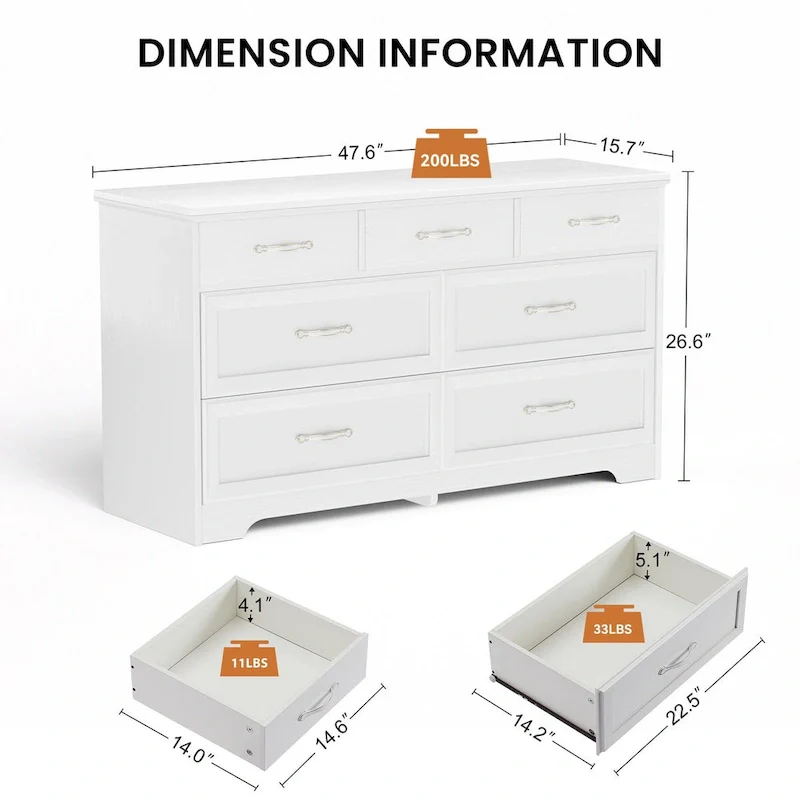 Modern 7 Drawers Dresser