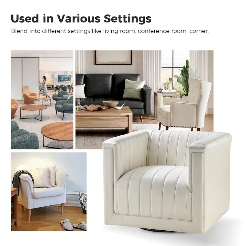 Esteban Modern Leather Upholstered Swivel Barrel Chair by HULALA HOME