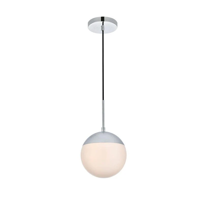Frosted White Glass 1-Light 8-inch Pendant