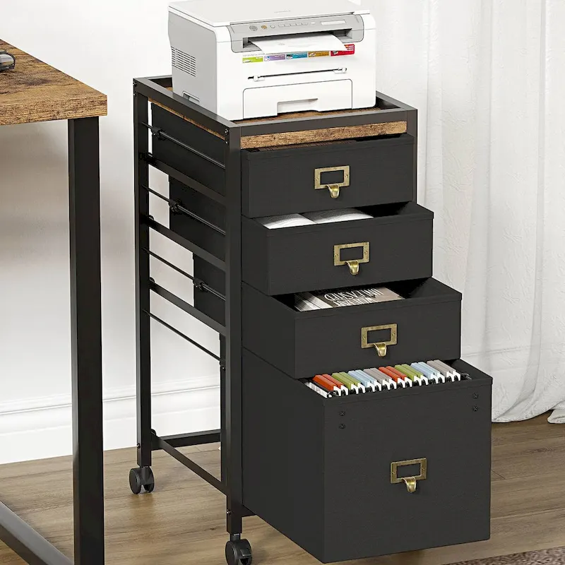 4 Drawer Under Desk Mobile File Cabinet with Wheels