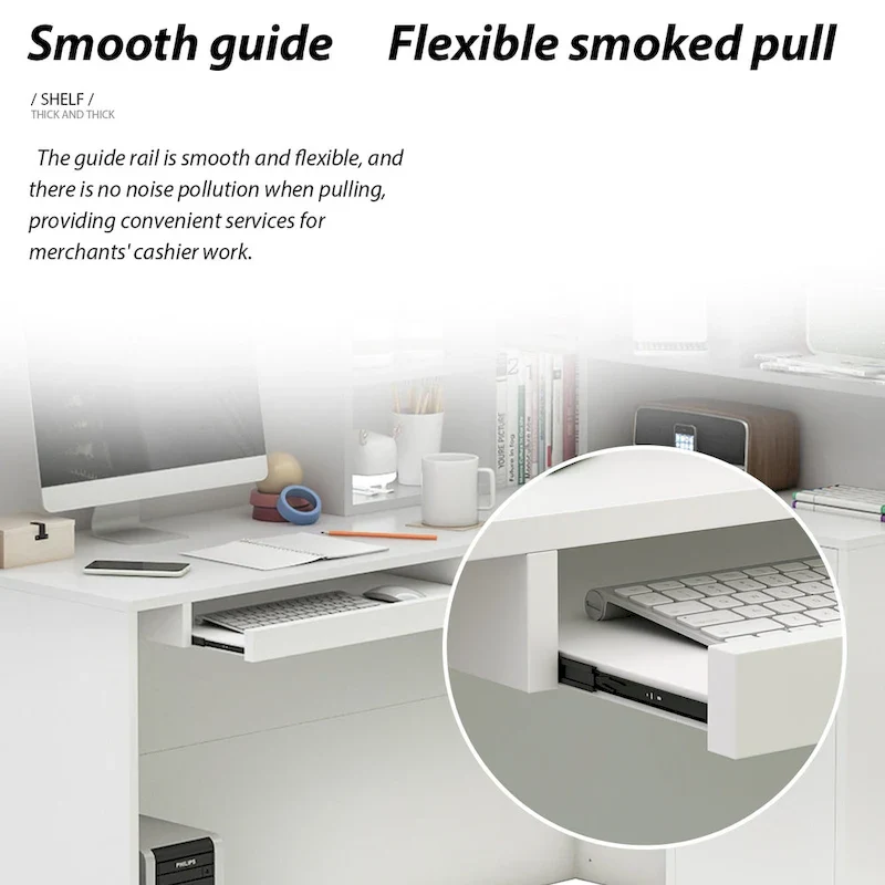 Modern Reception Desk L-Shaped White Front Counter Table by Timechee