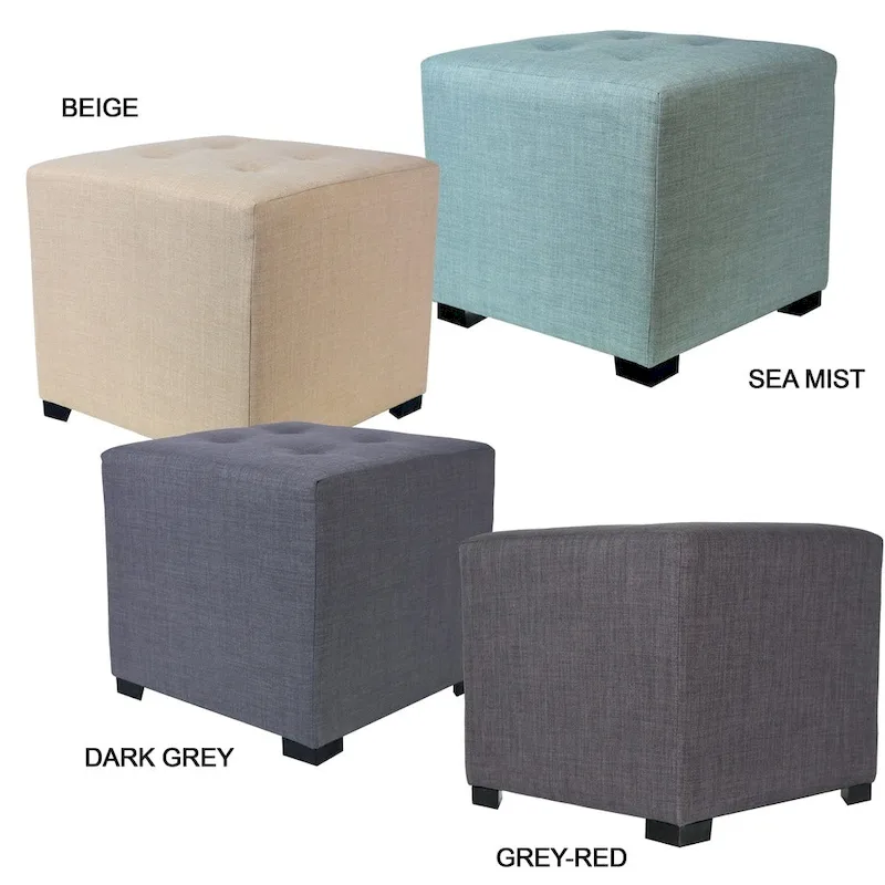 MJL Furniture Solid 4 Button Tufted Square Ottoman