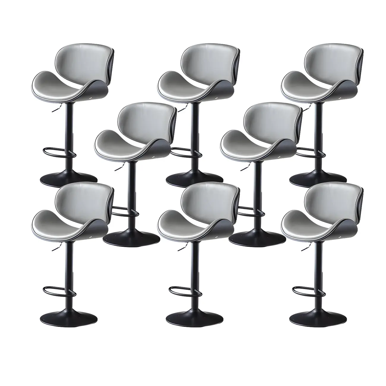 Arched Blackish Green Leather Swivel Adjustable Bar Stool