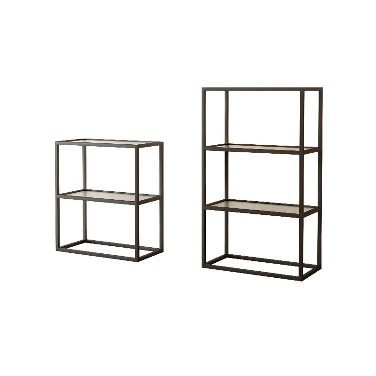 Modern Cube Open Metal Frame Black Bookcase