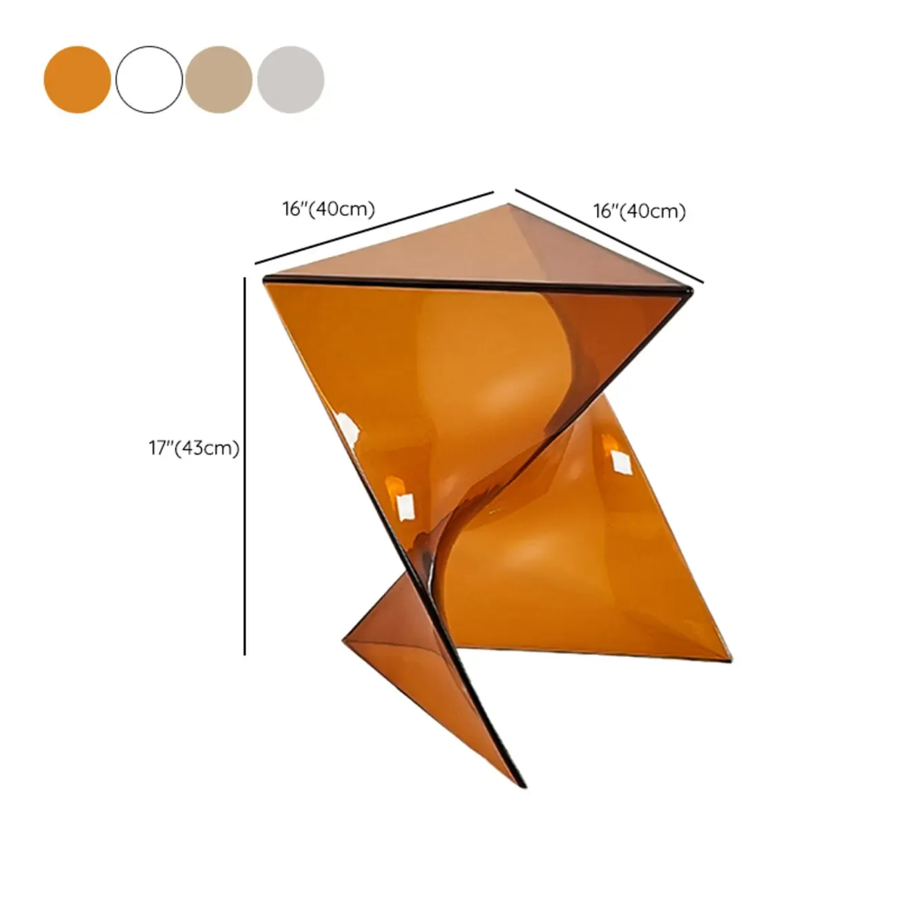 Living Room Acrylic Triangle Side Table with Twisted Base