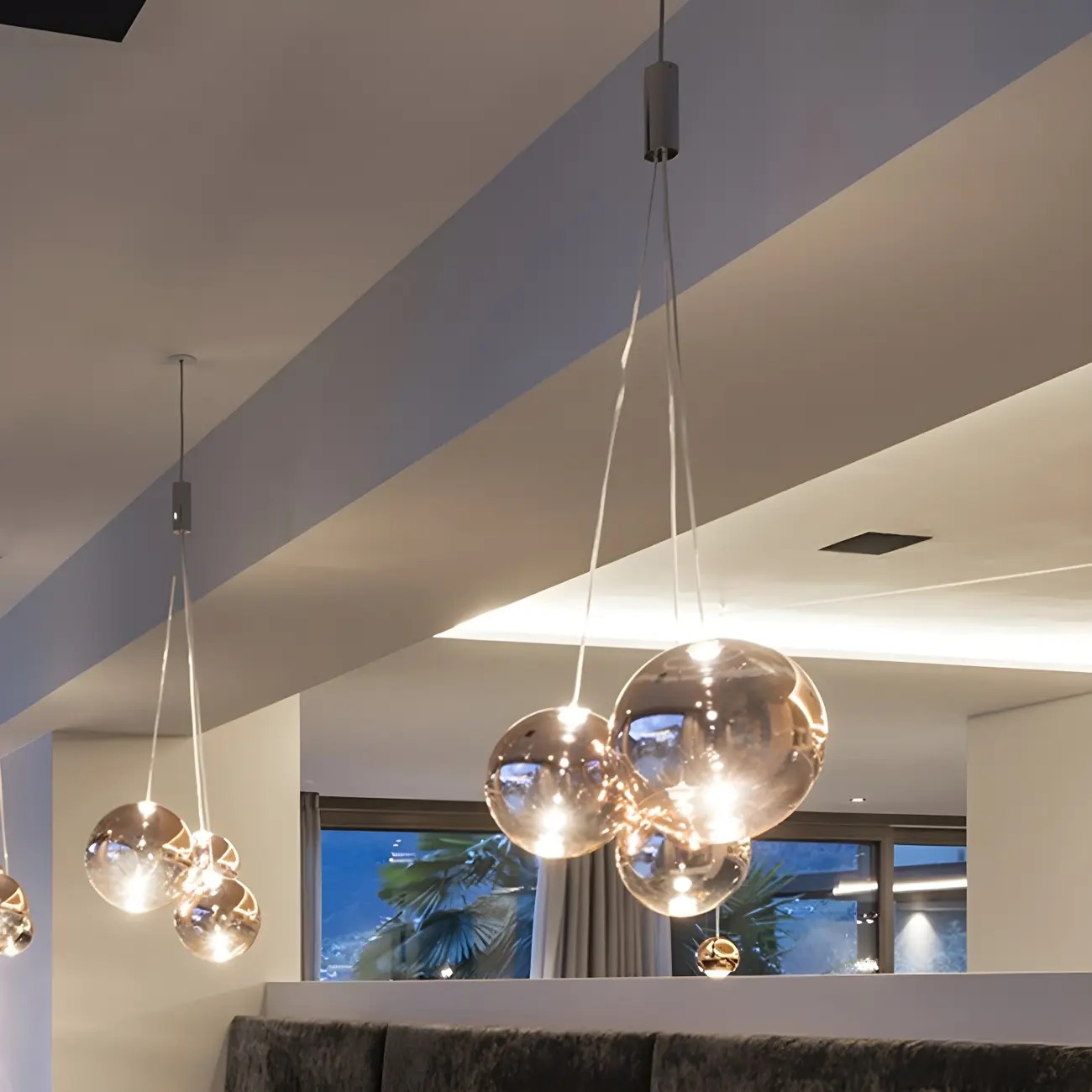 3-Light Mini LED Glass Ball Chandelier with Modern Design